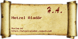 Hetzel Aladár névjegykártya